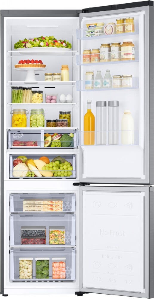Samsung RB38C607AS9/EF EcoFlex Frigorifero con congelatore a libera installazione cm. 60 h. 203 - lt. 387 - metal inox