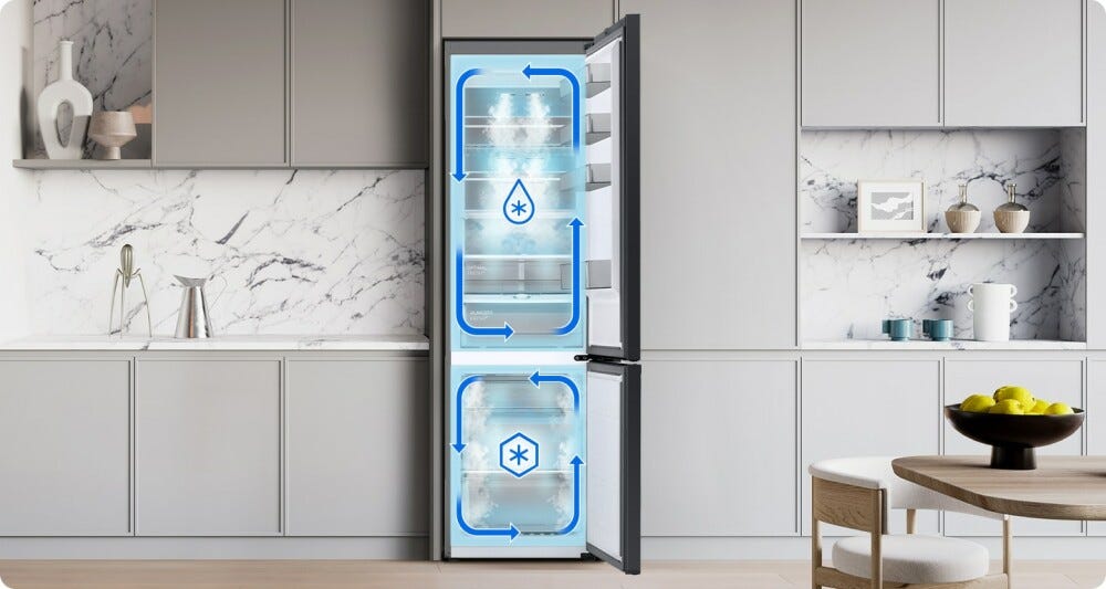 Samsung RB38C607AS9/EF EcoFlex Frigorifero con congelatore a libera installazione cm. 60 h. 203 - lt. 387 - metal inox