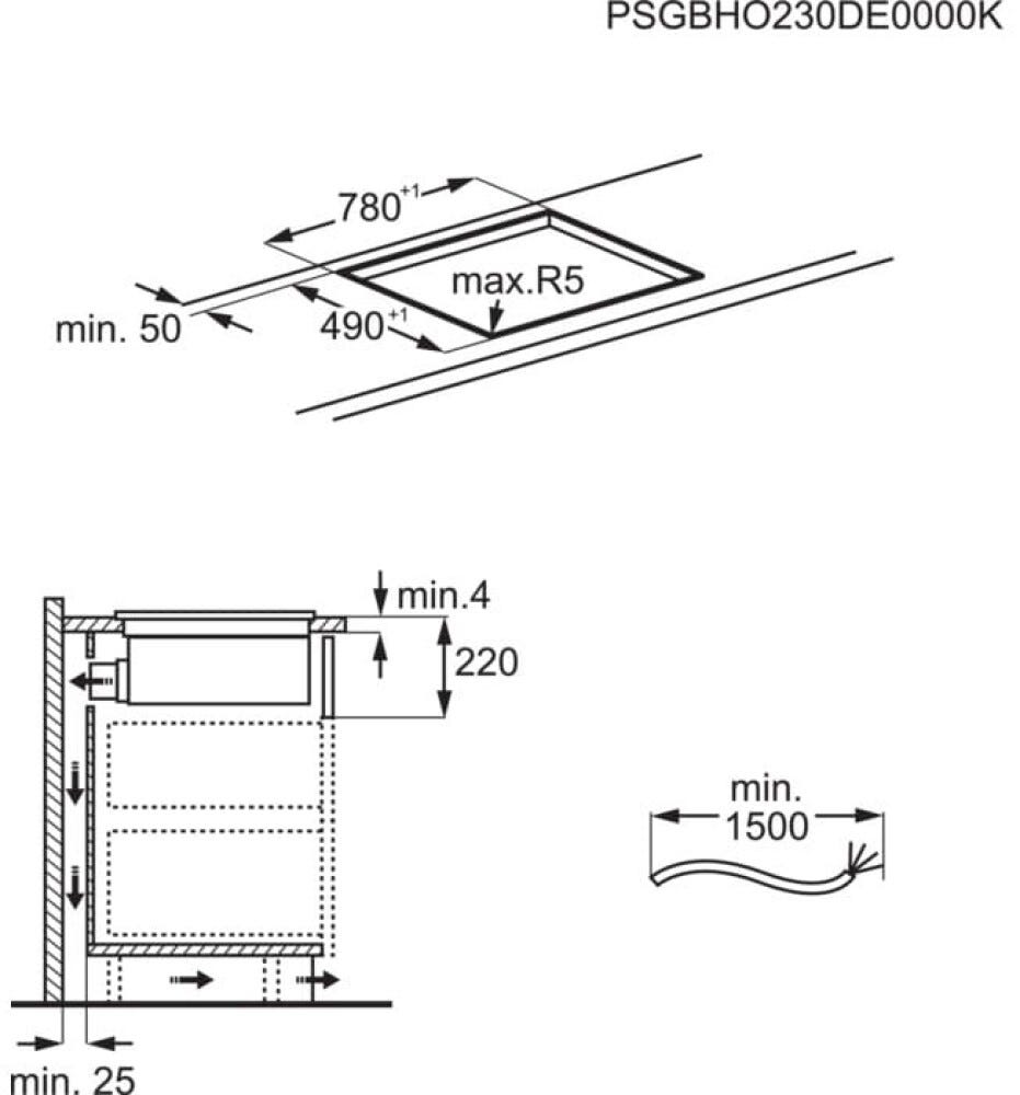 AEG CCE84779CB Piano cottura induzione cm. 83 con cappa integrata da 585 m³/h - vetroceramica nero
