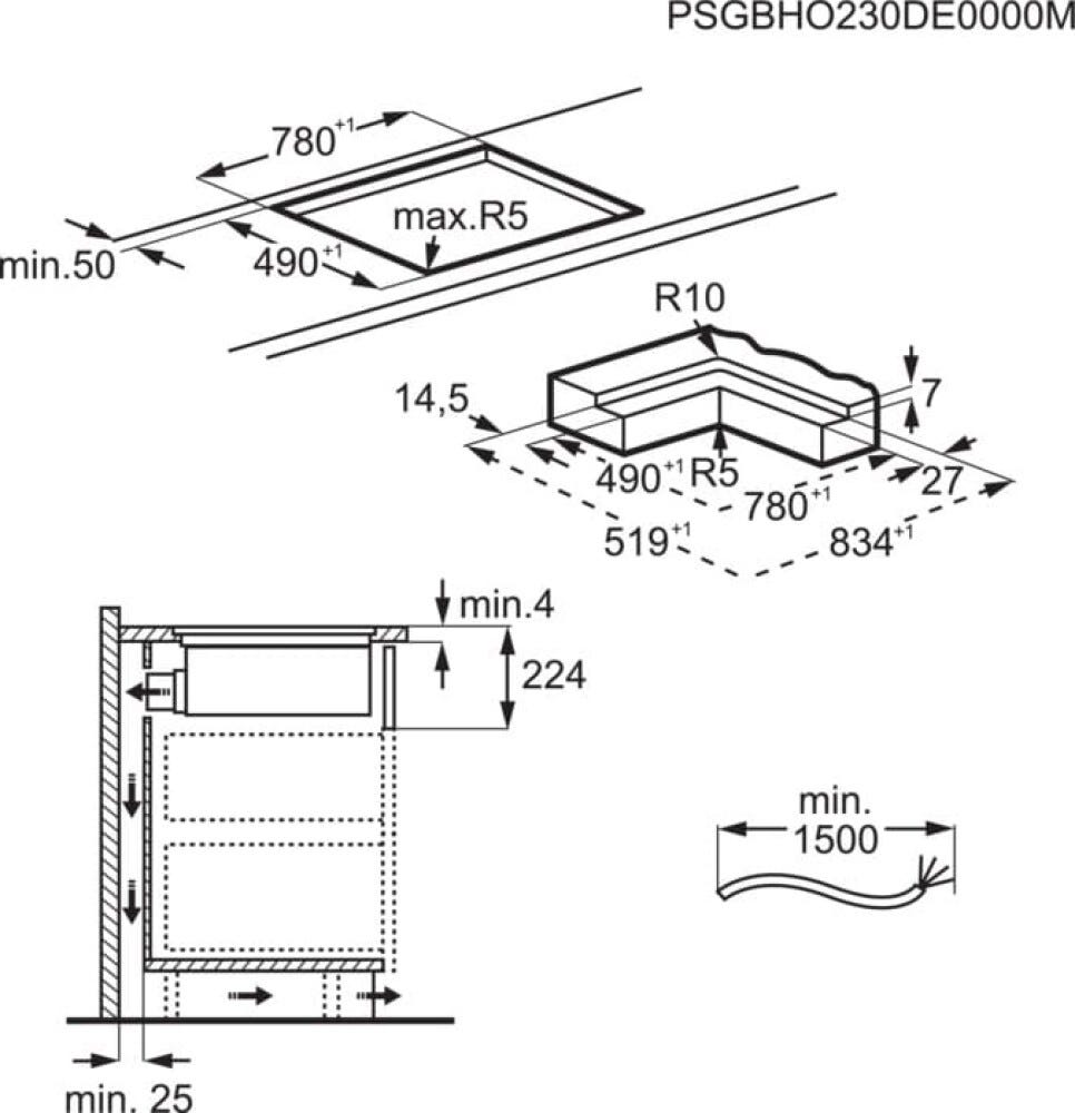 AEG CCE84779CB Piano cottura induzione cm. 83 con cappa integrata da 585 m³/h - vetroceramica nero