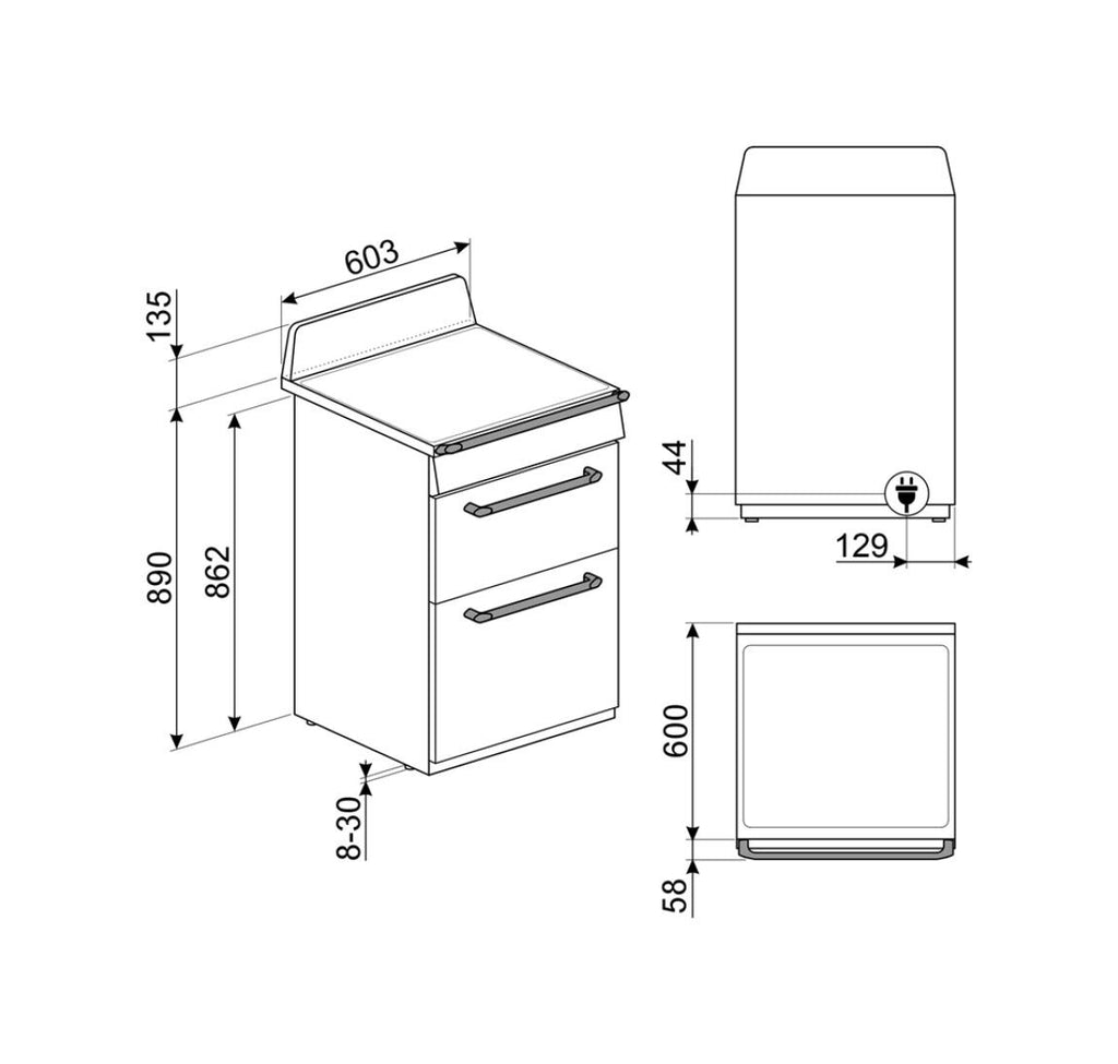 Smeg TR62IBL2 Victoria Cucina da accosto cm. 60x60 - 4 zone induzione + 2 forni - nero