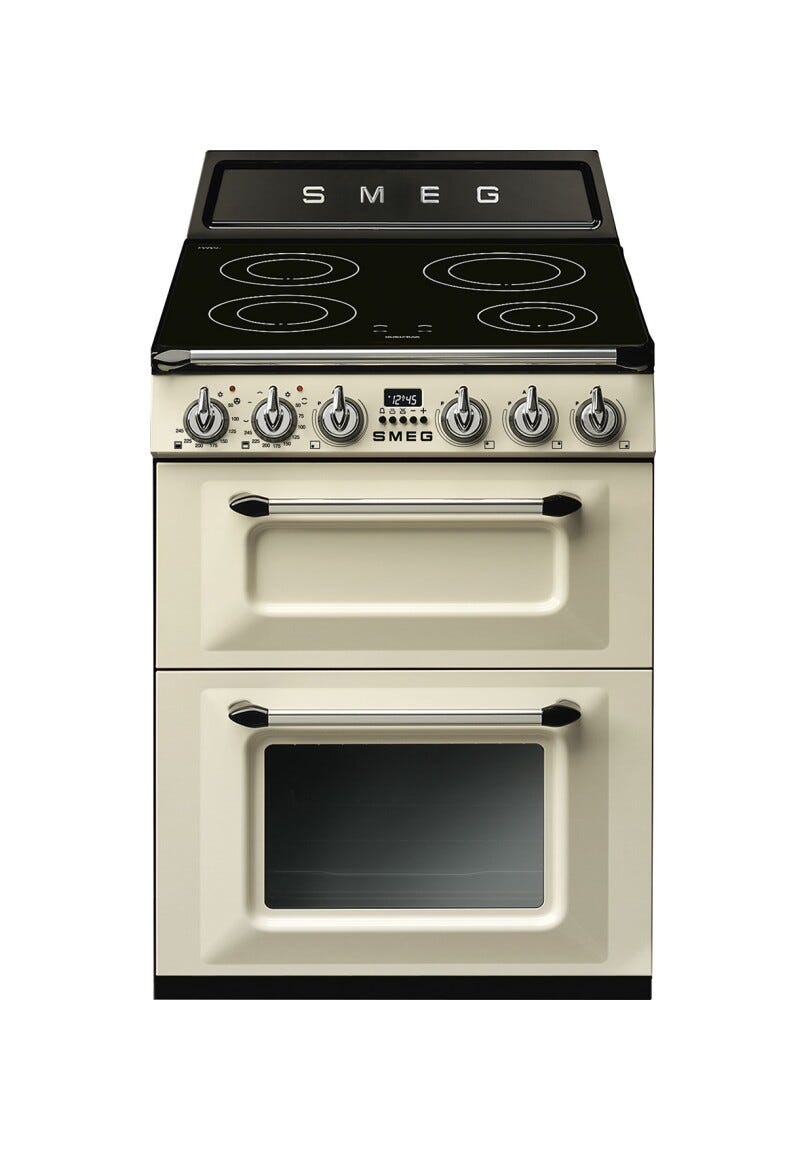 Smeg TR62IP2 Victoria Cucina da accosto 60x60 cm, 4 zone induzione, doppio forno elettrico, classe A, finitura panna