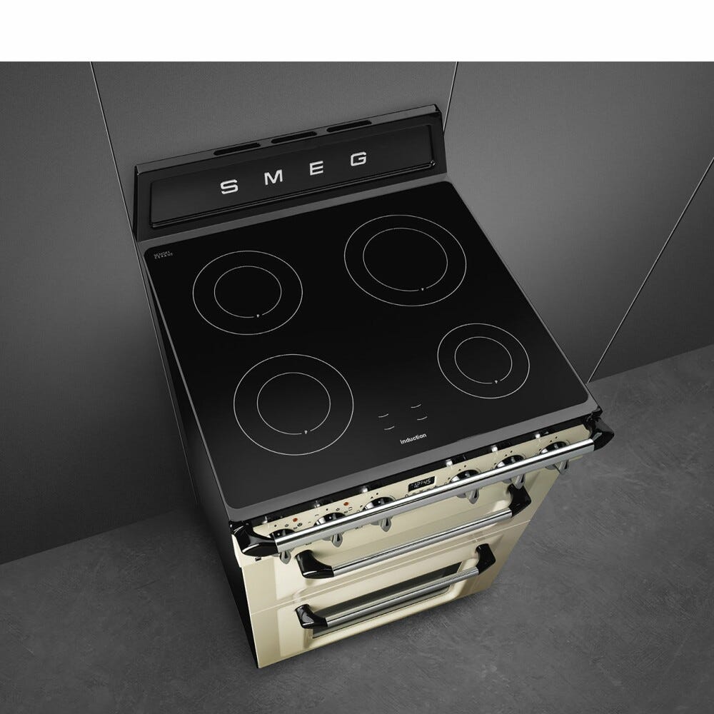 Smeg TR62IP2 Victoria Cucina da accosto 60x60 cm, 4 zone induzione, doppio forno elettrico, classe A, finitura panna