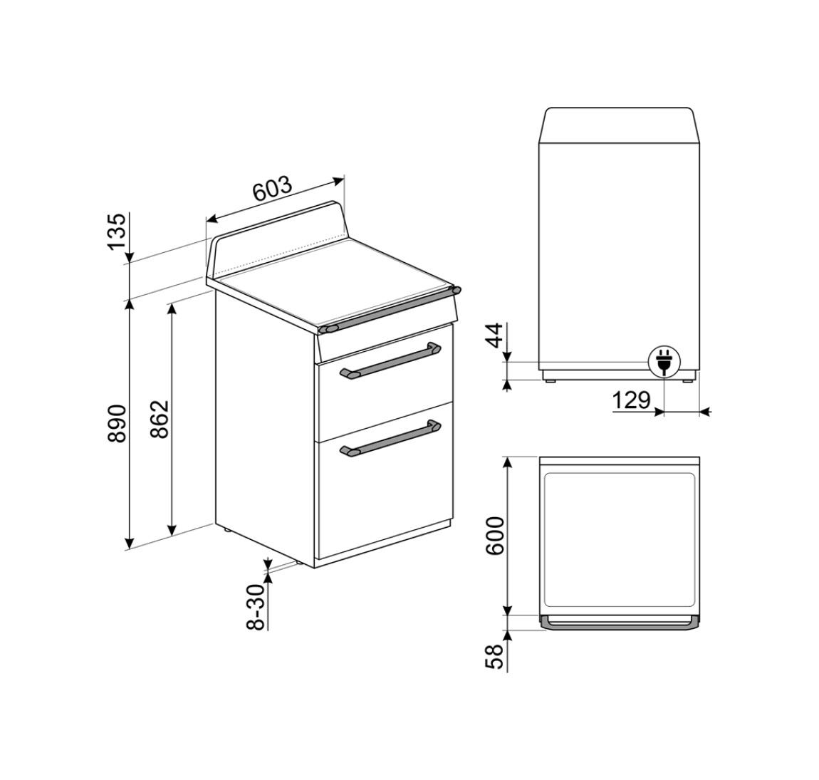 Smeg TR62IP2 Victoria Cucina da accosto 60x60 cm, 4 zone induzione, doppio forno elettrico, classe A, finitura panna