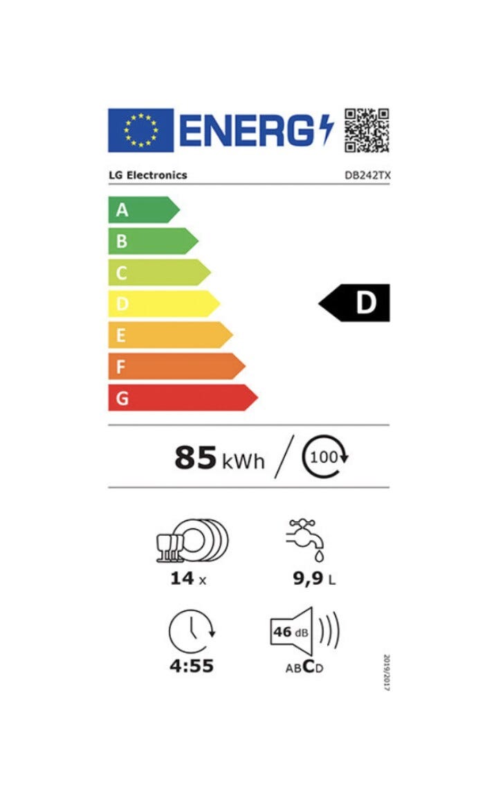LG DB242TX Serie 2 Lavastoviglie integrata totale cm. 60 - 14 coperti