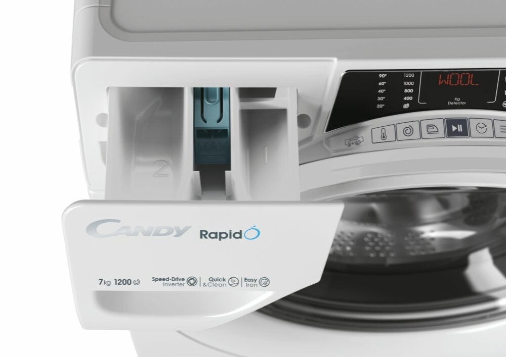 Candy RO4 1274DWMT/1-S RapidÓ Lavatrice cm. 60 - capacità 7 kg - bianco