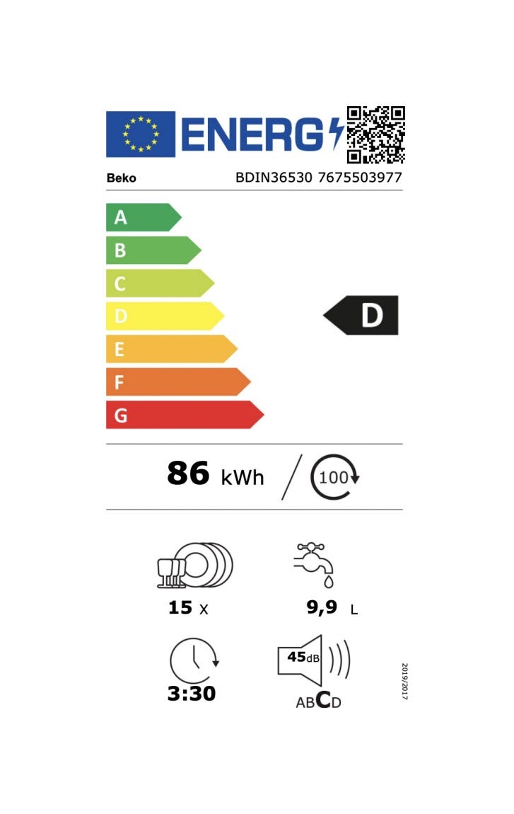 Beko BDIN36530 Lavastoviglie integrata totale cm. 60 - 15 coperti