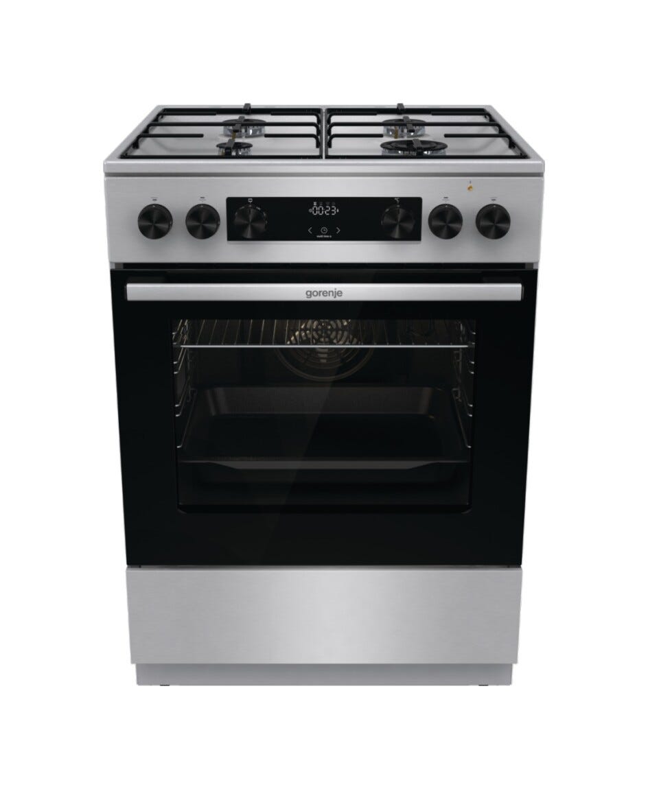Gorenje GKS6C70XJ Cucina da accosto cm. 60 - 4 zone a gas - 1 forno elettrico - inox/nero