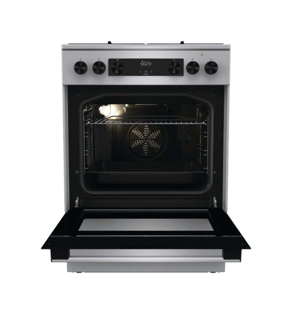 Gorenje GKS6C70XJ Cucina da accosto cm. 60 - 4 zone a gas - 1 forno elettrico - inox/nero