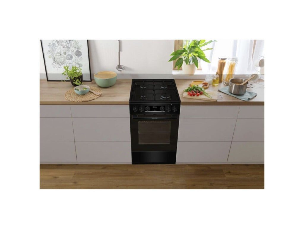 Gorenje GK5C60BJ Cucina da accosto cm. 50 - 4 zone a gas - 1 forno elettrico - nero