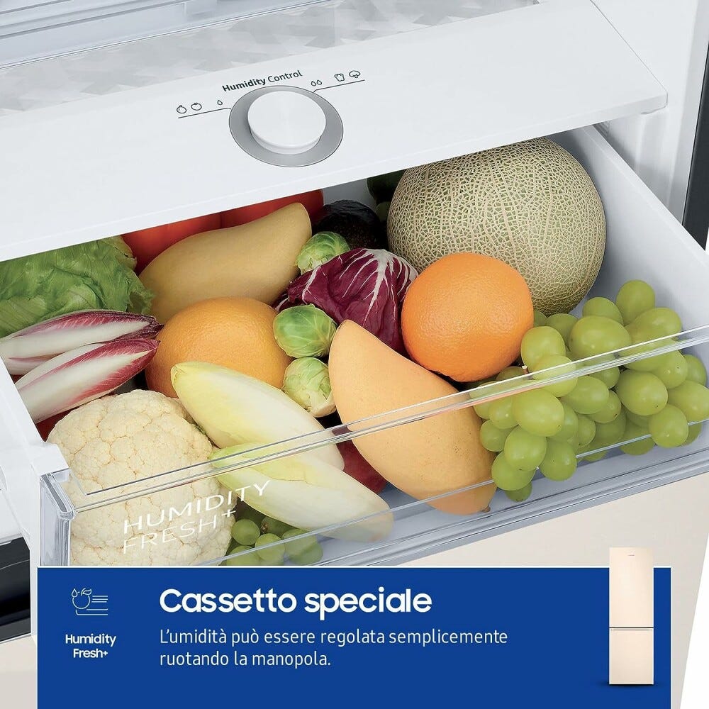 Samsung RB38C603DEL/EF EcoFlex Frigorifero con congelatore a libera installazione cm. 60 h. 203 - lt. 390 - sabbia