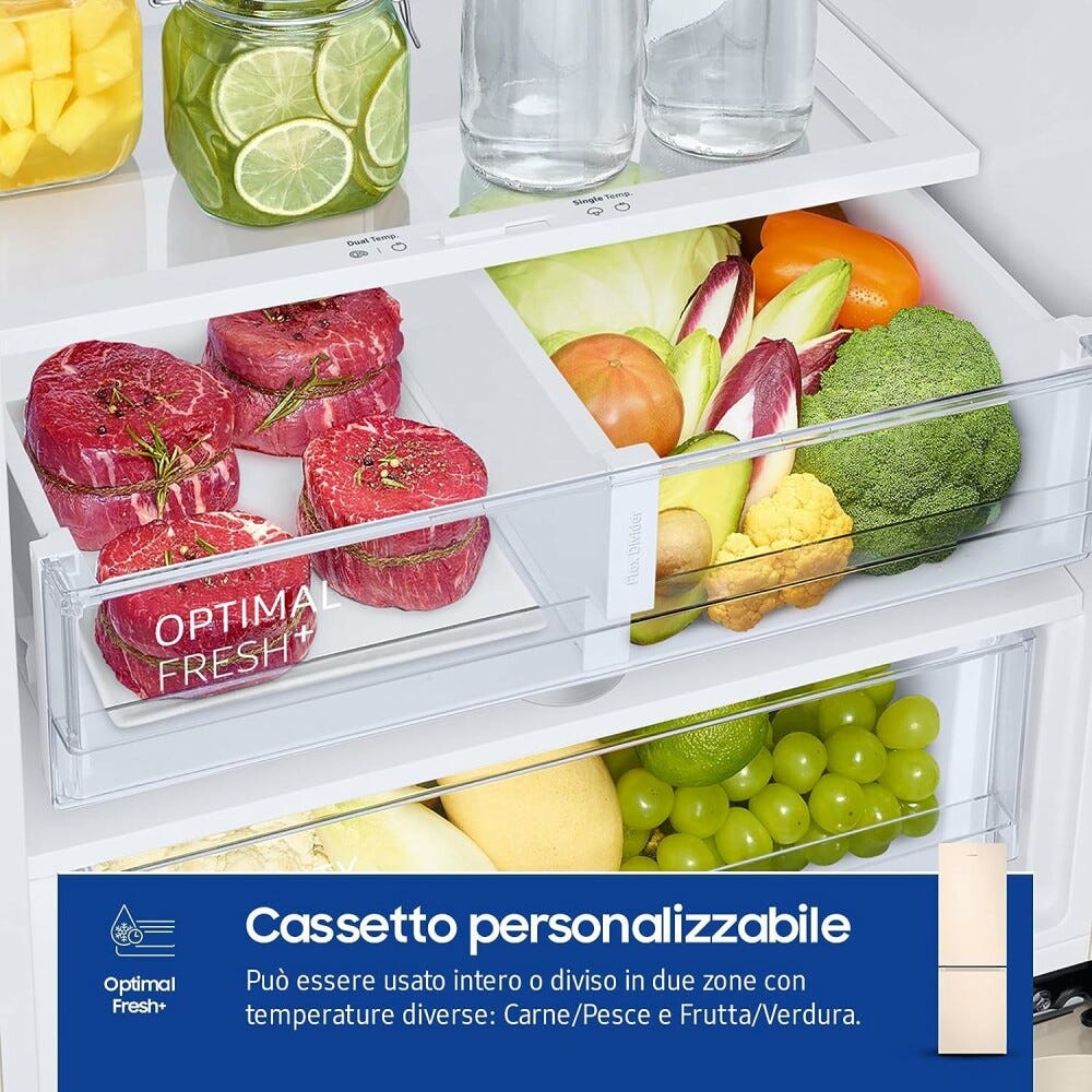 Samsung RB38C603DEL/EF EcoFlex Frigorifero con congelatore a libera installazione cm. 60 h. 203 - lt. 390 - sabbia