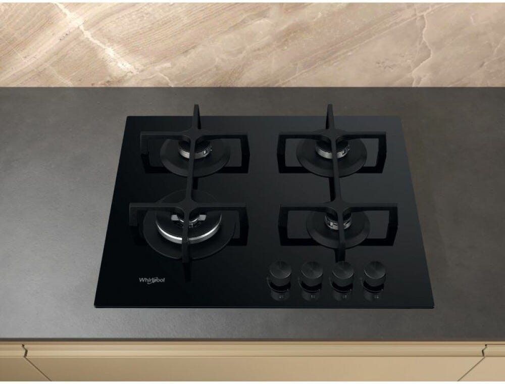 Whirlpool GOA 6423/NB1 Piano cottura a gas cm. 60 - vetro nero