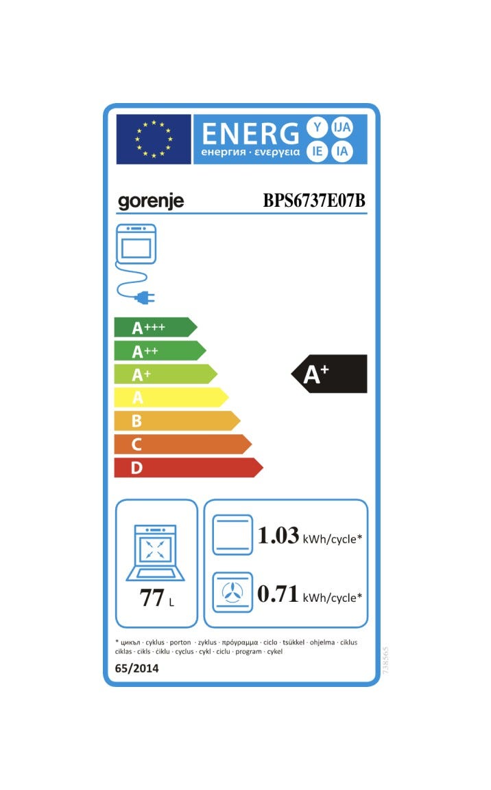 Gorenje BPS6737E07B Forno elettrico pirolitico cm. 60 - nero