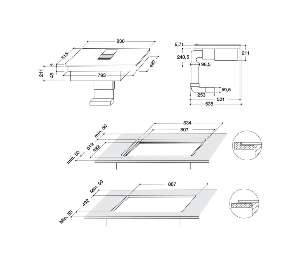 Whirlpool WVH 92 K F KIT/1 Piano cottura a induzione con cappa integrata cm. 83 - vetroceramica nero
