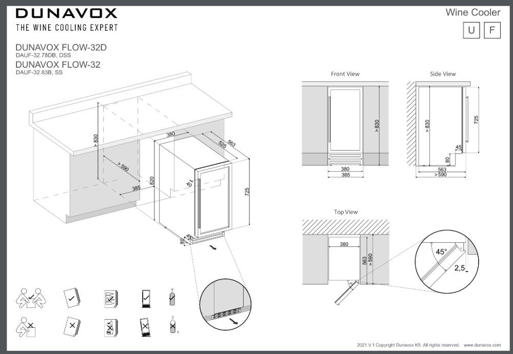 Dunavox DAUF-32.83B Flow-32 Cantina vini cm. 38 - 32 bottiglie - nero