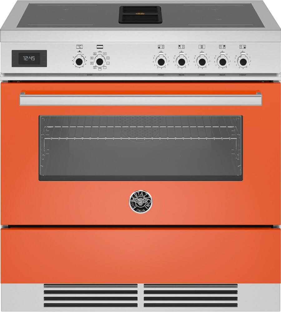 Bertazzoni PROCH94I1EART Professional Cucina da accosto cm. 90 - 4 zone induzione + 1 forno elettrico + cappa aspirante - arancio