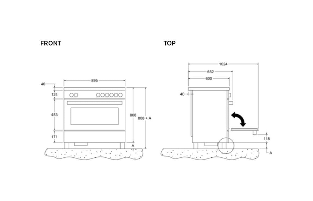 Bertazzoni PROCH94I1EART Professional Cucina da accosto cm. 90 - 4 zone induzione + 1 forno elettrico + cappa aspirante - arancio