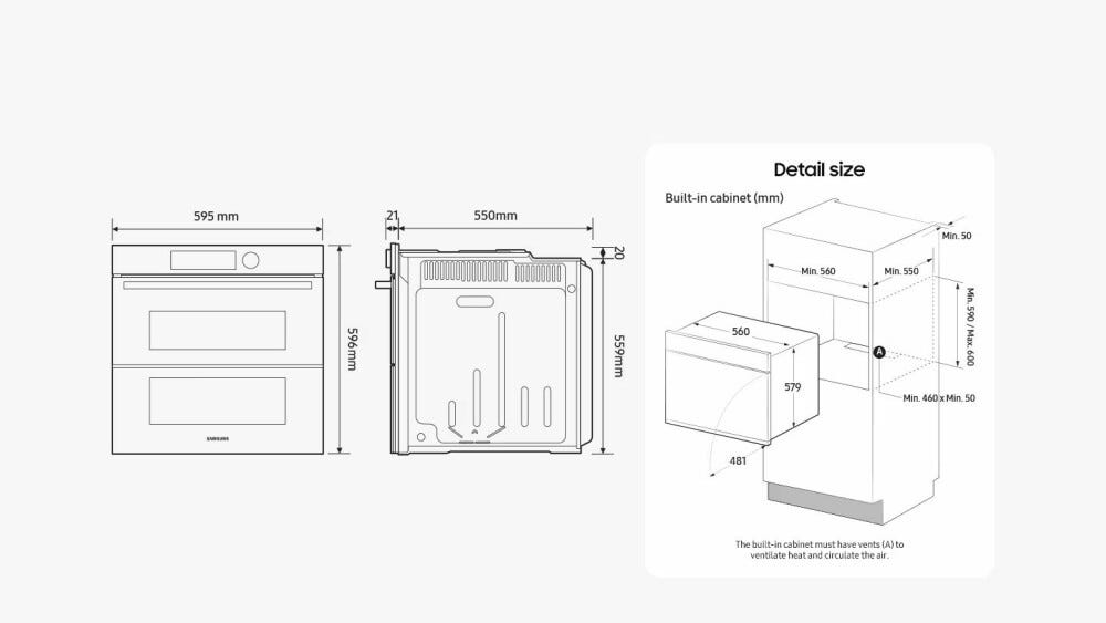 Samsung NV7B6799JBK Serie 6 Dual Cook Flex™ Steam Doppio forno combinato a vapore cm. 60 - nero