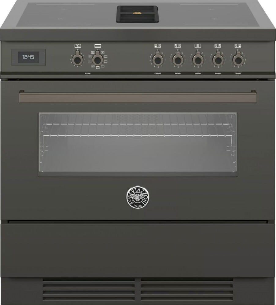 Bertazzoni PROCH94I1ECAT Professional Cucina da accosto cm. 90 - 4 zone induzione + 1 forno elettrico + cappa aspirante - carbonio