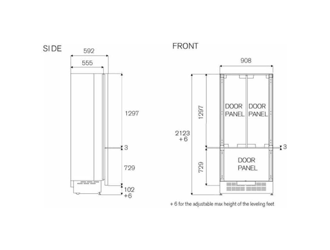 Bertazzoni RFD90S5FPNS Professional Frigorifero con congelatore a incasso french door - cm. 91 h. 212 - lt. 546 (maniglie non incluse)