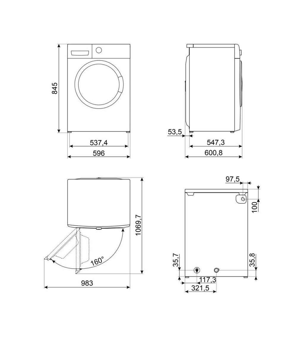 Smeg WDNP064SLD Lavasciuga cm. 60 - capacità di lavaggio 10 kg - capacità di asciugatura 6 kg - bianco