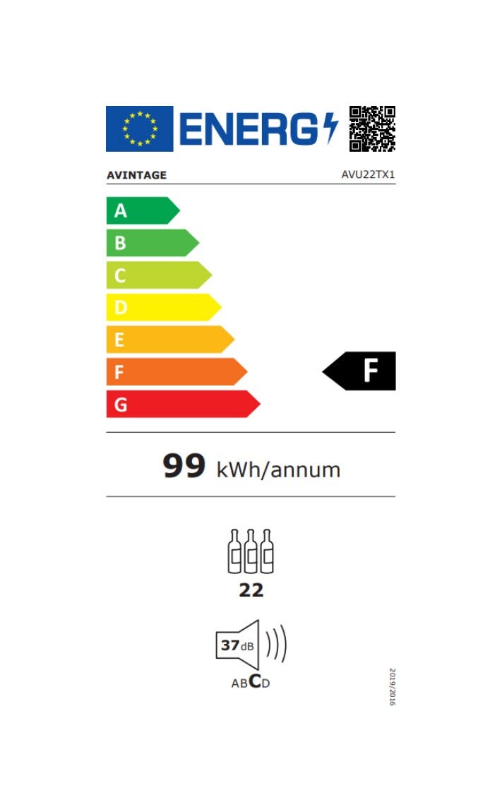 Avintage AVU22TX1 Cantina vini da incasso cm. 30 - 22 bottiglie - inox
