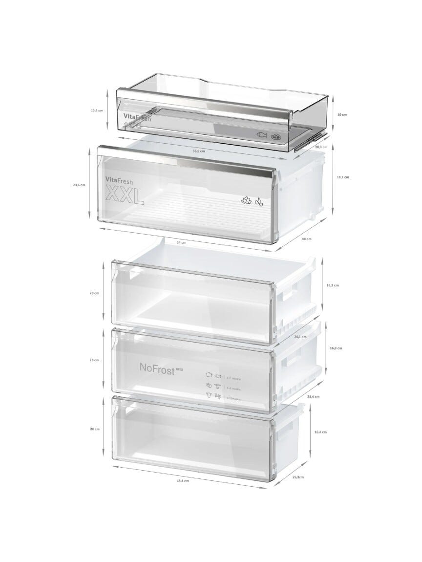 Bosch KGN49LBCF Serie 6 Frigorifero con congelatore a libera installazione cm. 70 h 203 - lt. 440 - nero