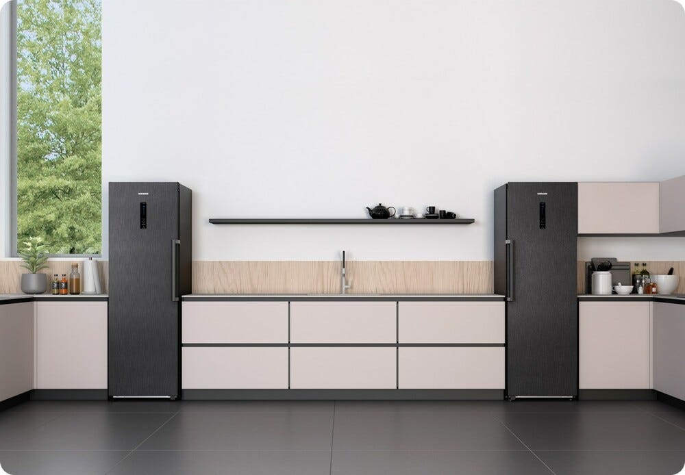 Samsung RR39C7BJ5S9/EF Twin Frigorifero a libera installazione cm. 60 h. 185 - lt. 387 - metal inox