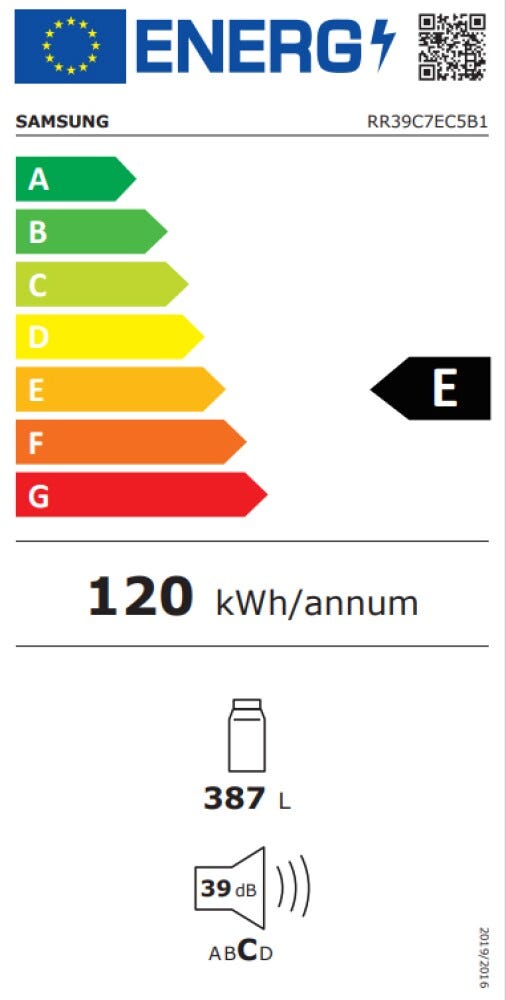 Samsung RR39C7EC5B1/EF Frigorifero a libera installazione cm. 60 h. 186 - lt. 323 - grafite steel