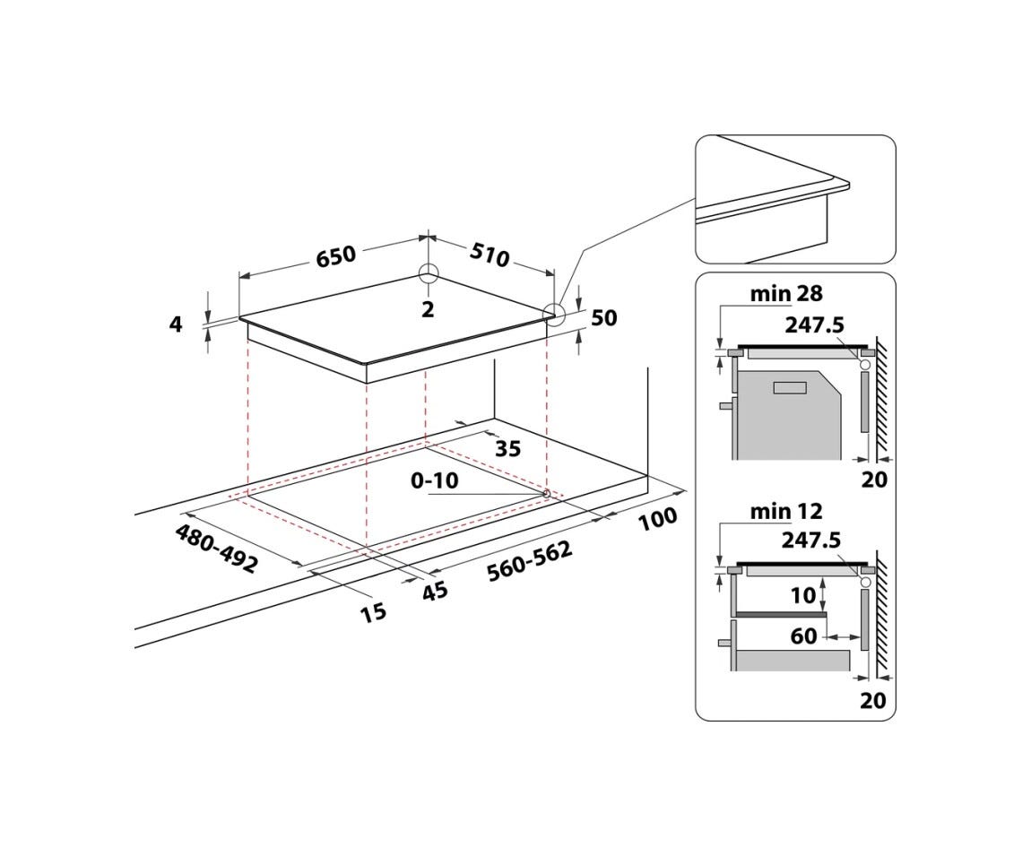 Whirlpool WF S4665 CPBF Piano cottura a induzione cm. 65 - vetroceramica nero