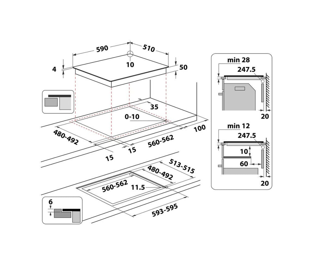 Hotpoint Ariston HB 4860C CPNE Piano cottura a induzione cm. 59 - vetroceramica nero