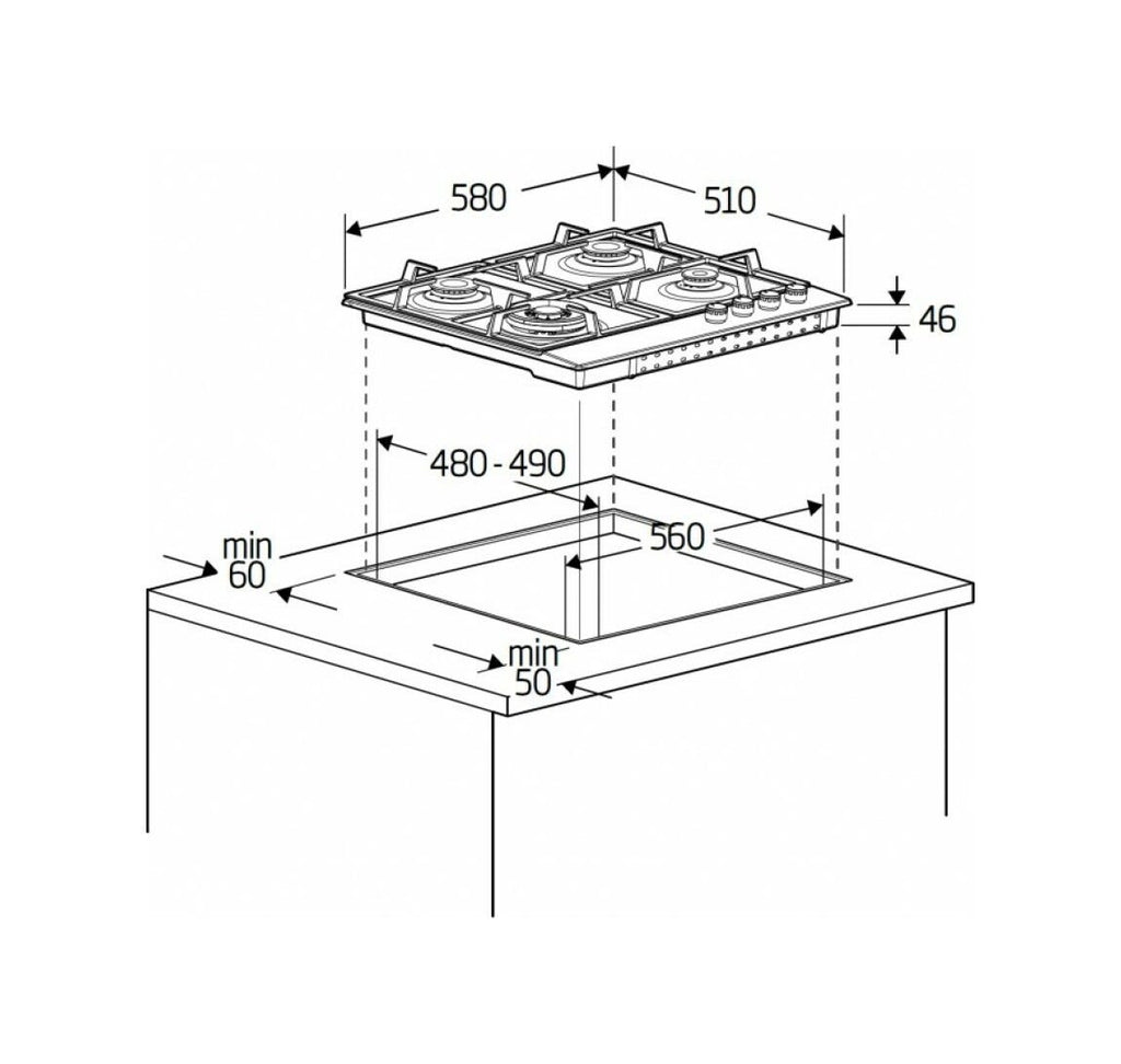 Beko HIAW64224SXE Practiclean Piano cottura a gas cm. 60 - inox