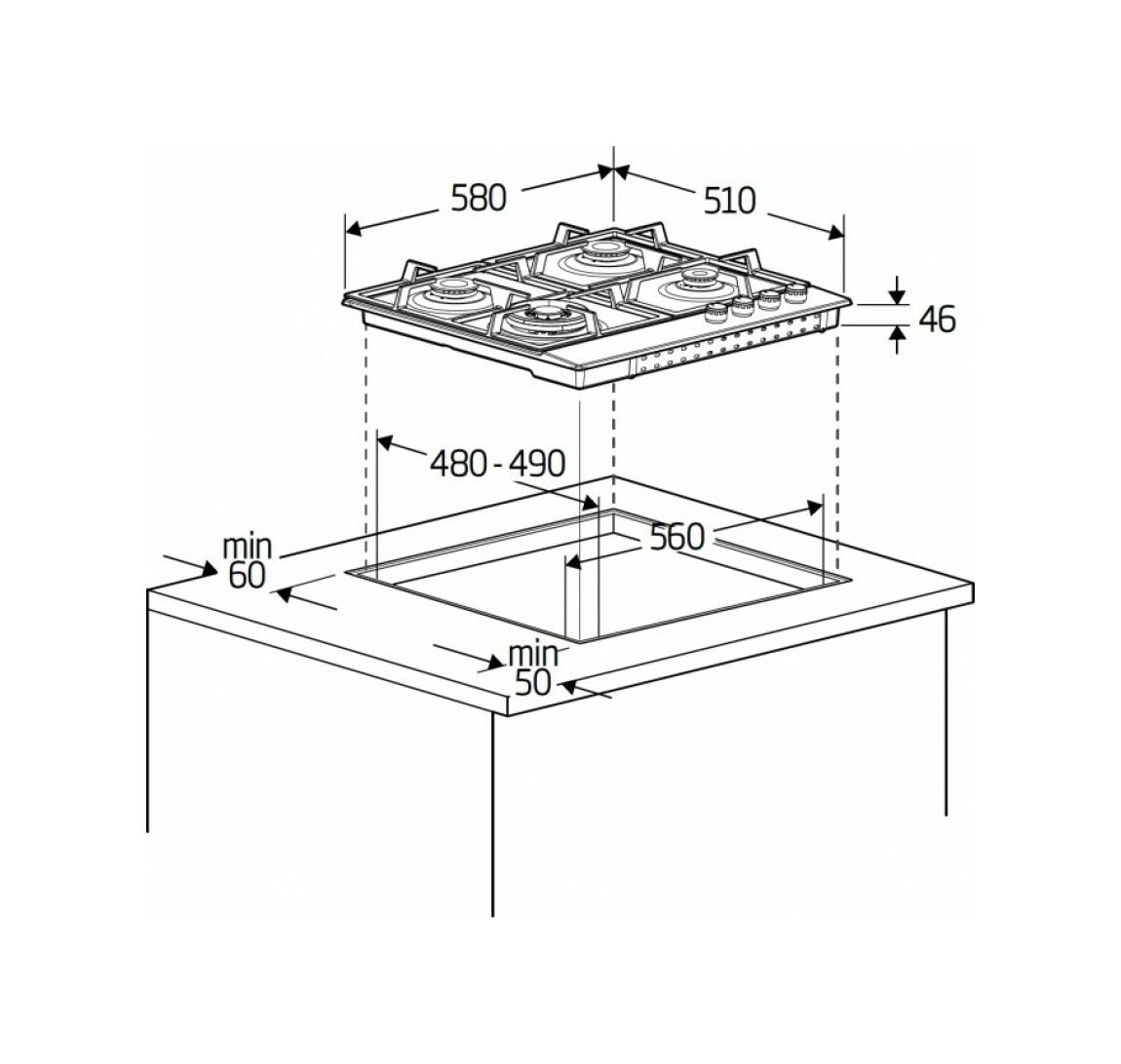 Beko HIAW64224SXE Practiclean Piano cottura a gas cm. 60 - inox