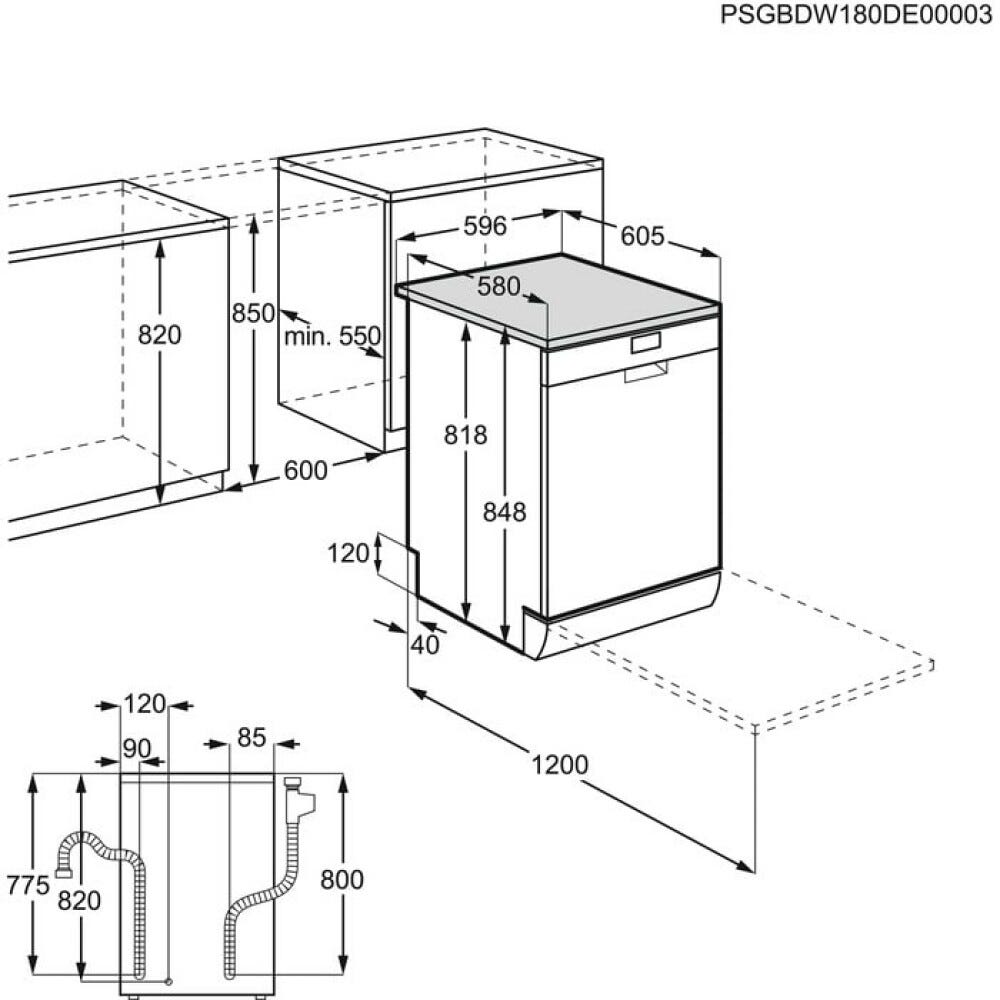 AEG FFB74707PM SERIE 7000 GLASSCARE Lavastoviglie a libera installazione cm. 60 - capacità 14 coperti - inox