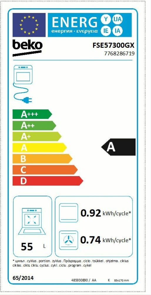 Beko FSE57300GX Cucina da accosto cm. 50x60 - piano cottura elettrico + 1 forno elettrico - inox