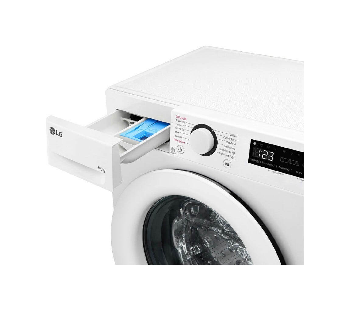 LG D2R3S08NSWW Lavasciuga cm. 60 - lavaggio 8 kg - asciugatura 5 kg - bianco