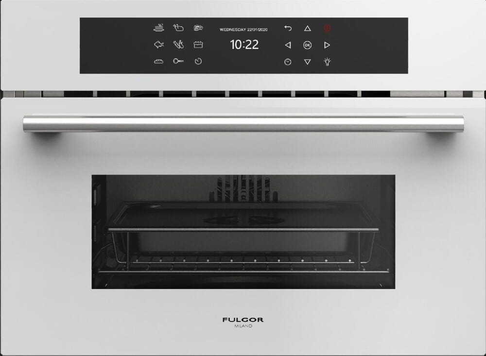 Fulgor 45 COMBISET VAPORE PLANO 45 Forno combinato a vapore cm. 60 h. 45 - vetro bianco