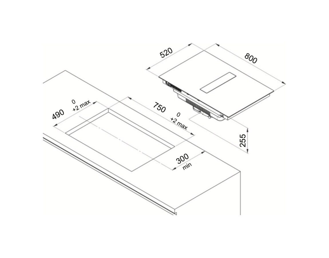 Fulgor FHH 800 ID TC BK Aria+ Piano cottura a induzione con cappa integrata cm. 80 - vetroceramica nero