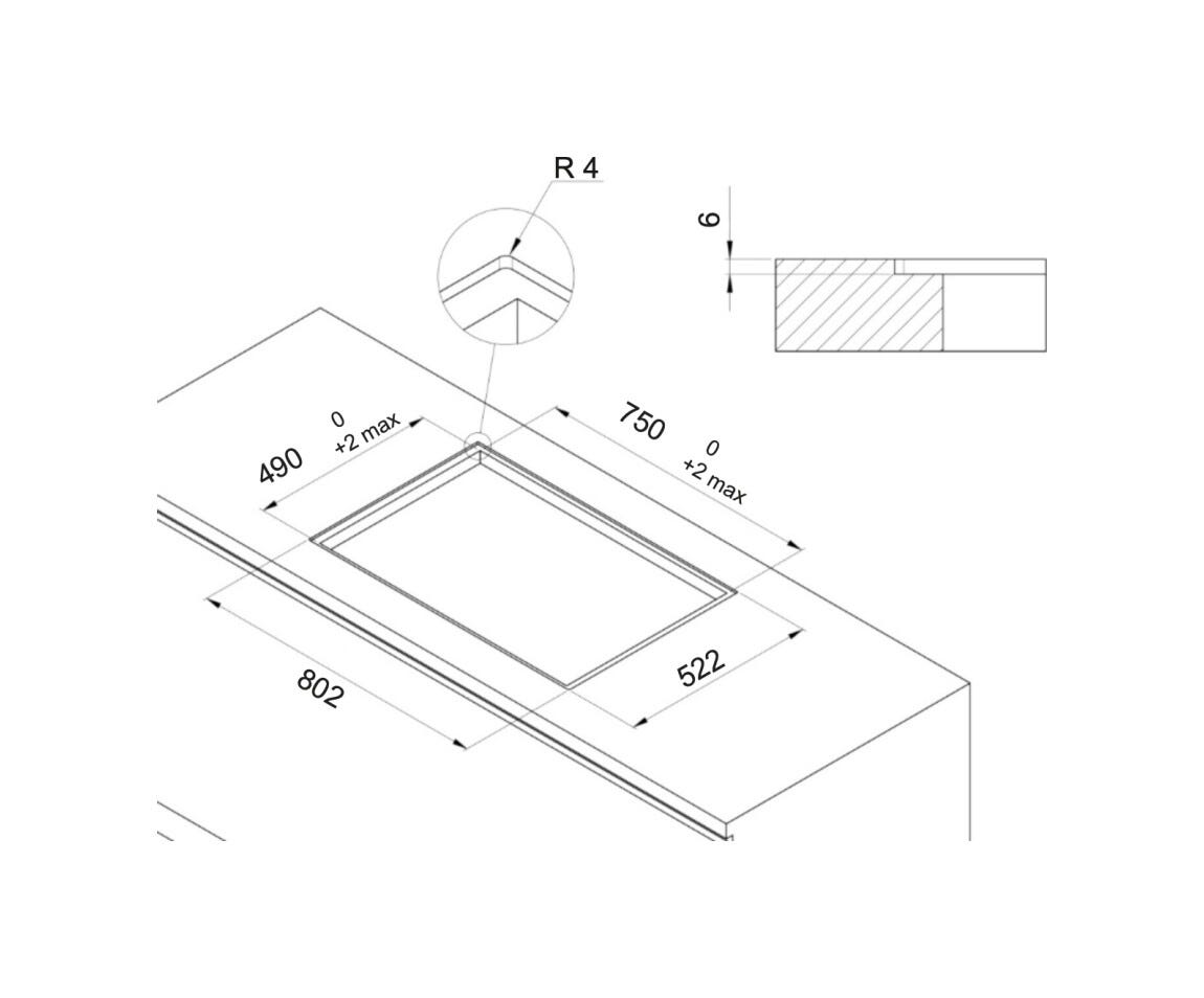 Fulgor FHH 800 ID TC BK Aria+ Piano cottura a induzione con cappa integrata cm. 80 - vetroceramica nero