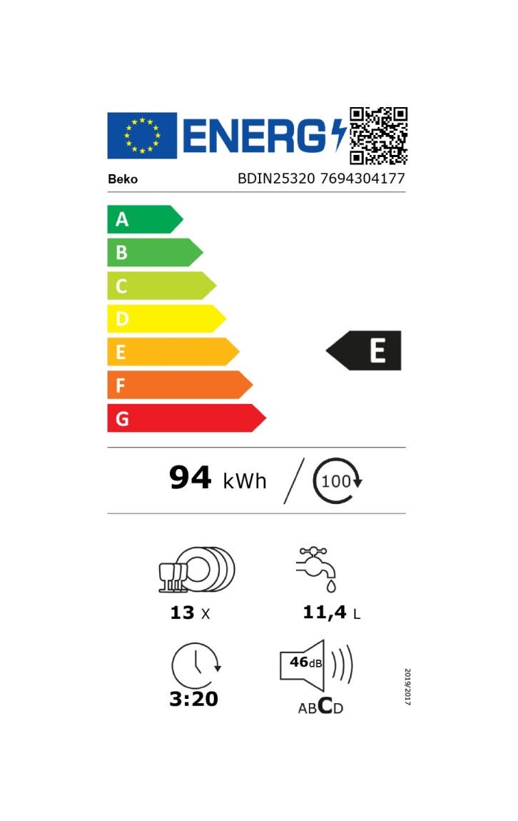 Beko BDIN25320 Lavastoviglie integrata totale cm. 60 - 13 coperti