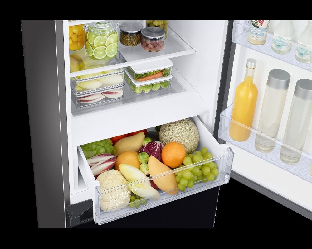 Samsung RB38C6B2E22EF Frigorifero con congelatore a libera installazione cm. 60 h. 203 - lt. 390 - vetro nero