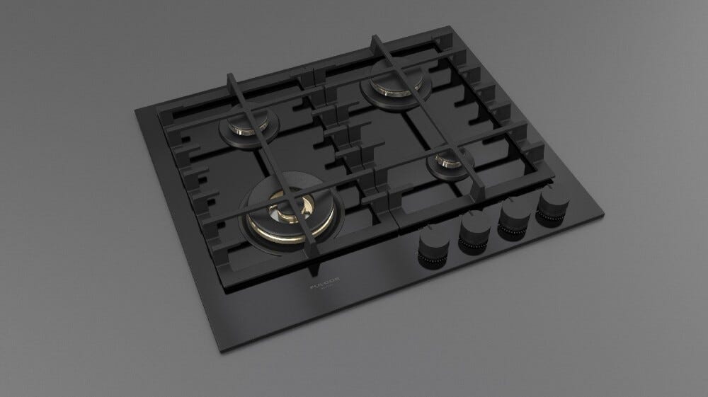 Fulgor FPH 604 G WK BKG GAS ON GLASS Piano cottura a gas cm. 62 - vetro nero