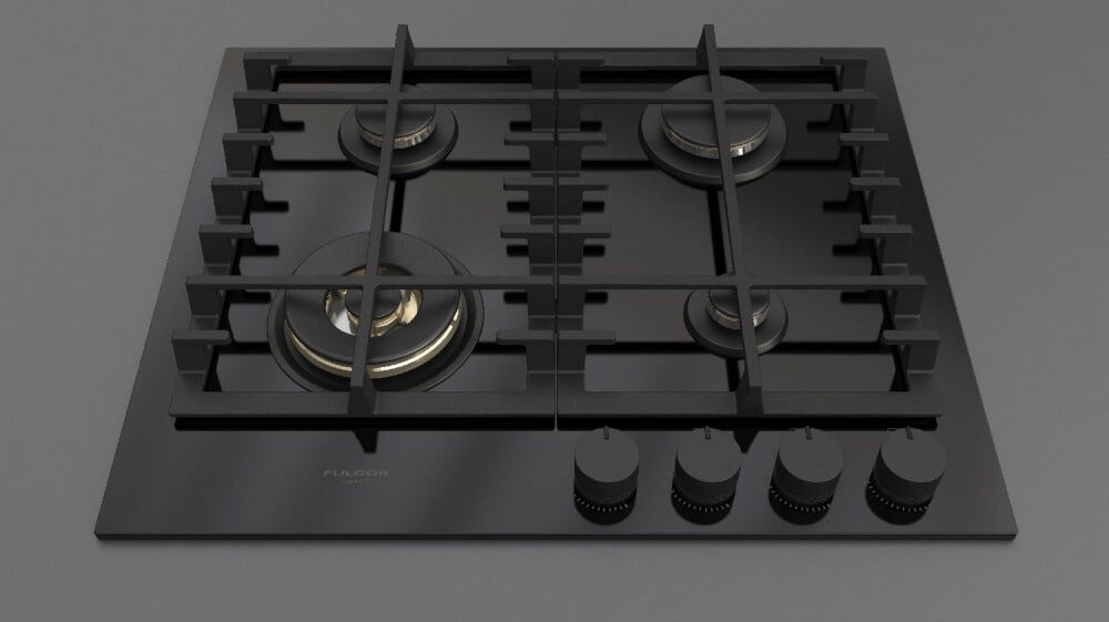 Fulgor FPH 604 G WK BKG GAS ON GLASS Piano cottura a gas cm. 62 - vetro nero