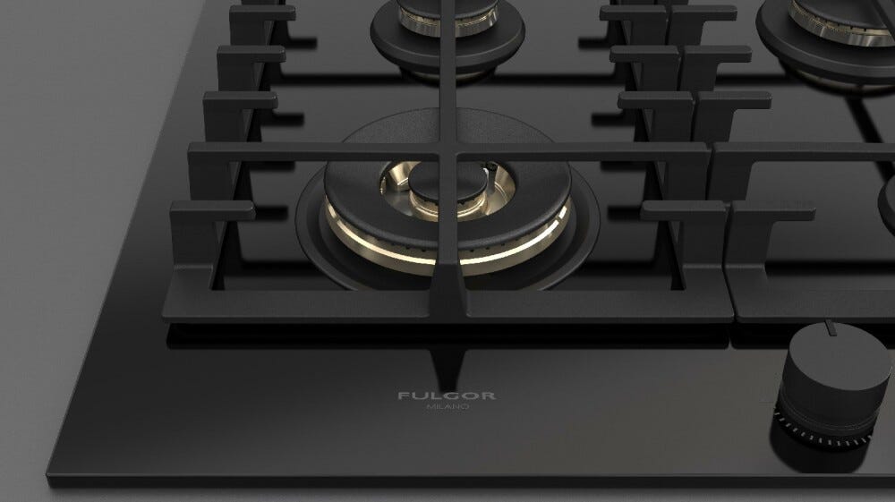 Fulgor FPH 604 G WK BKG GAS ON GLASS Piano cottura a gas cm. 62 - vetro nero