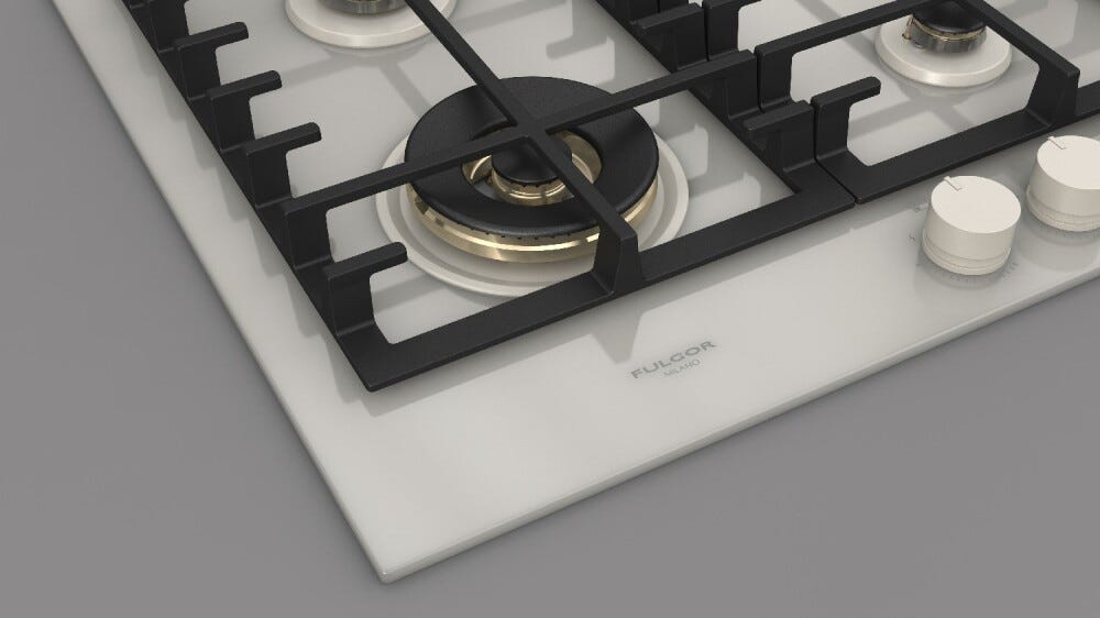 Fulgor FPH 604 G WK WHG GLAS ON GLASS Piano cottura a gas cm. 62 - vetro bianco