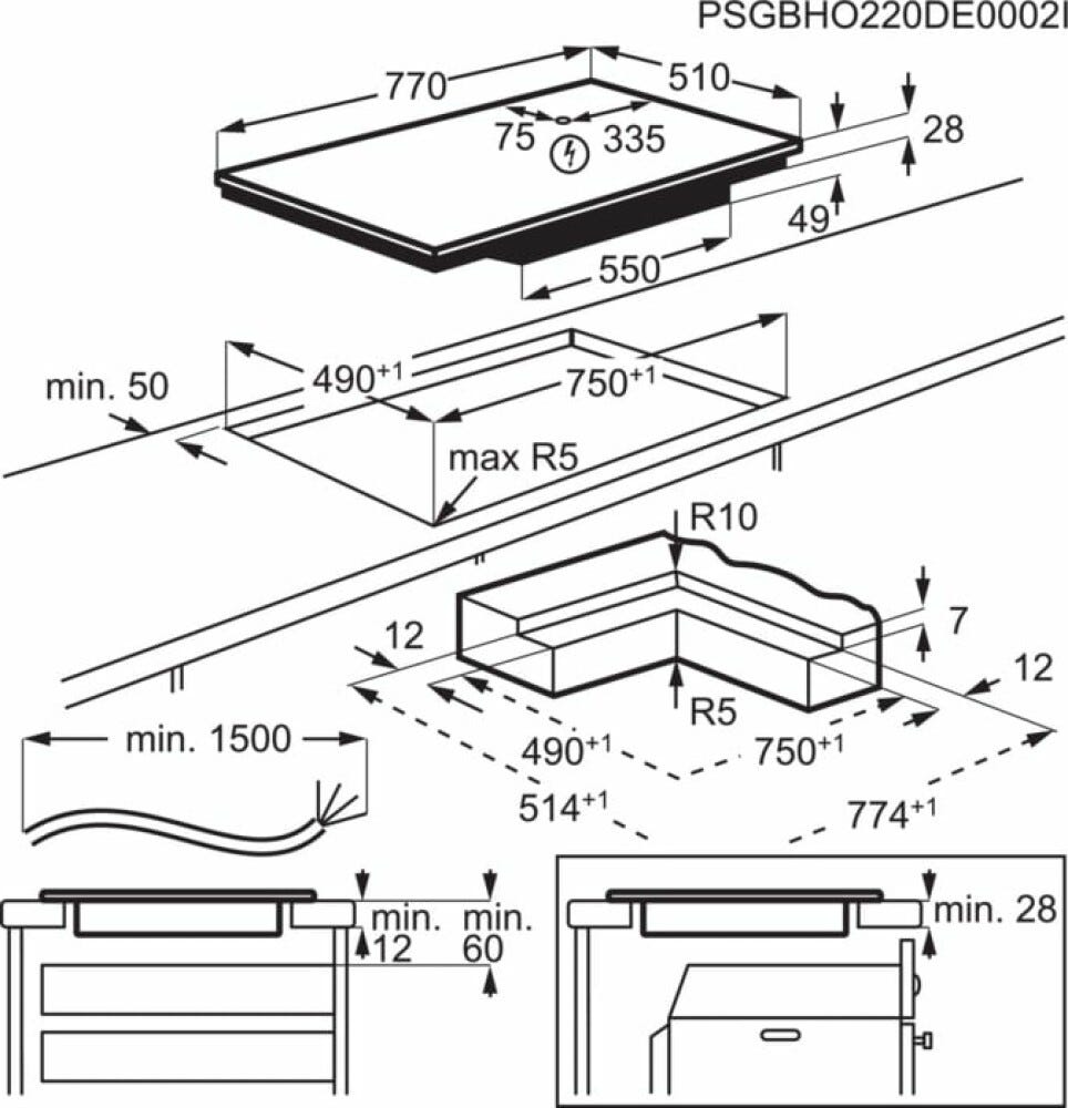 AEG NIK85M30IB SERIE 8000 Piano cottura a induzione cm. 77