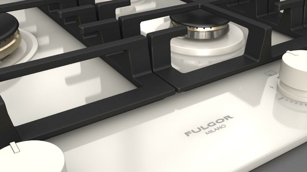 Fulgor FPH 755 G WK WHG Glass On Glass Piano cottura a gas cm. 76 - vetro bianco