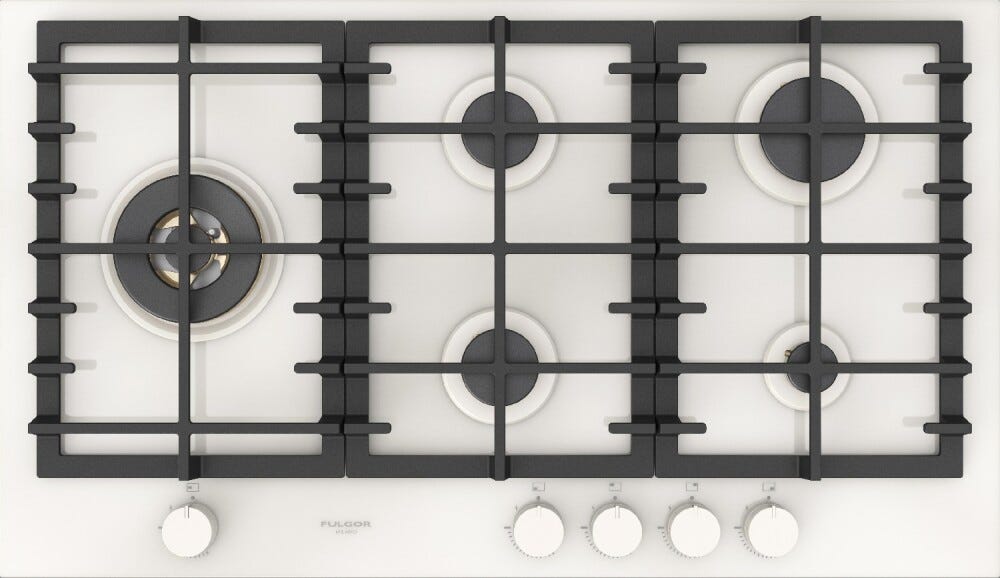 Fulgor FPH 905 G WK WHG Gas On Glass Piano cottura a gas cm. 90 - vetro bianco