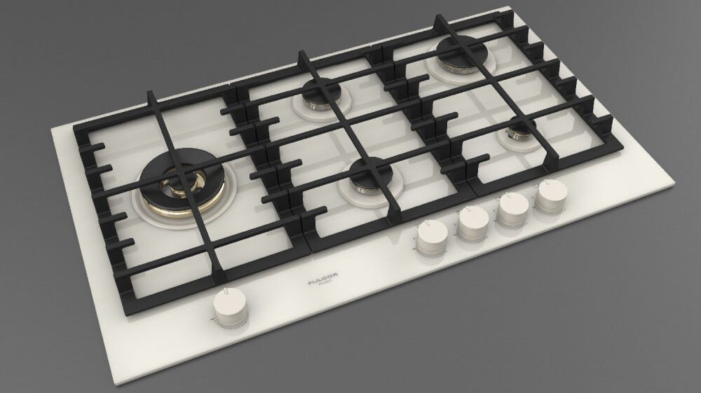 Fulgor FPH 905 G WK WHG Gas On Glass Piano cottura a gas cm. 90 - vetro bianco